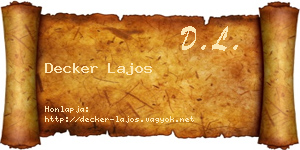 Decker Lajos névjegykártya